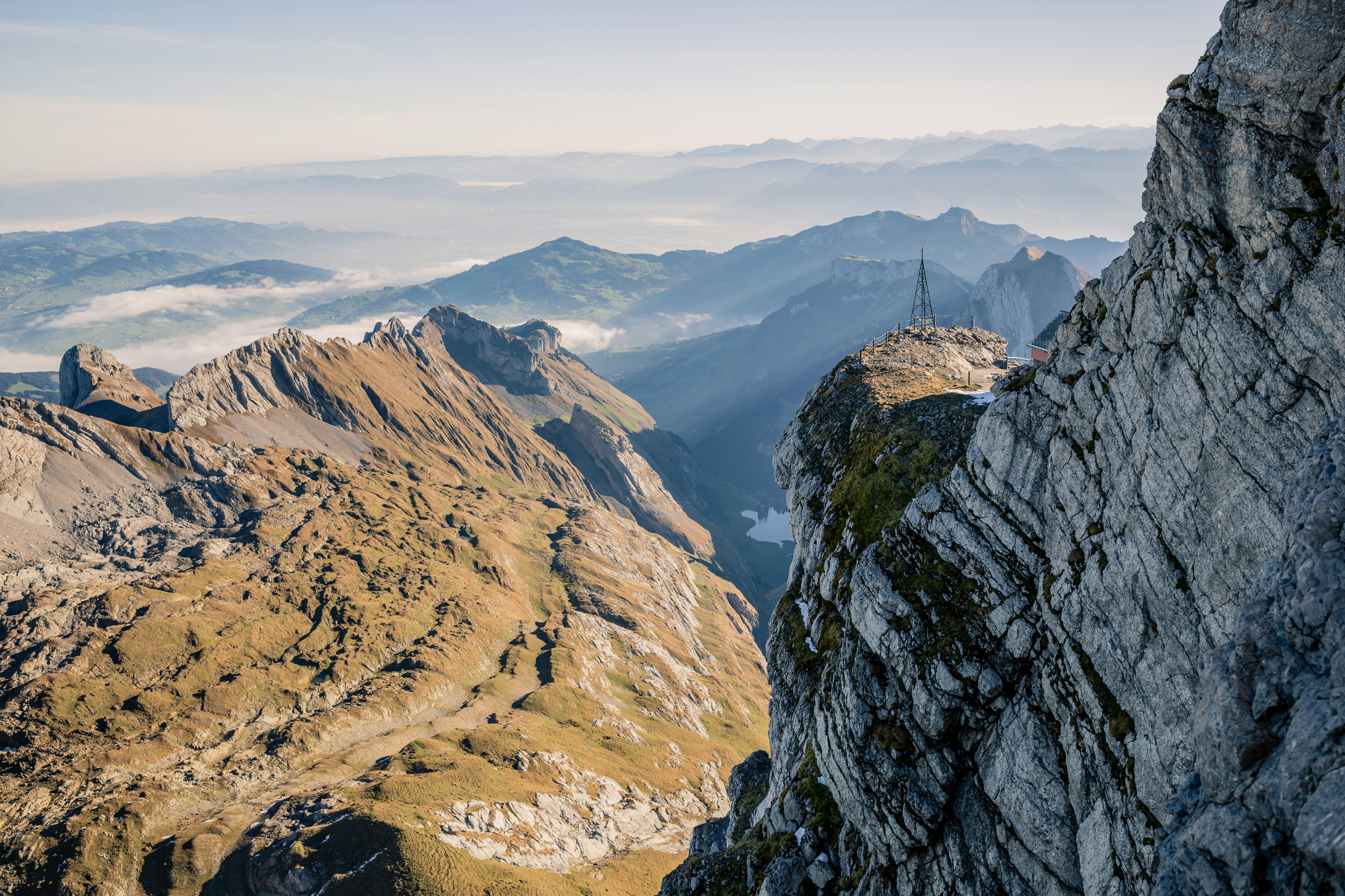 high angle photography of brown mountain